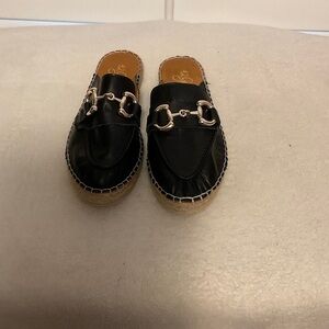 42 GOLD Black Espadrille Mules